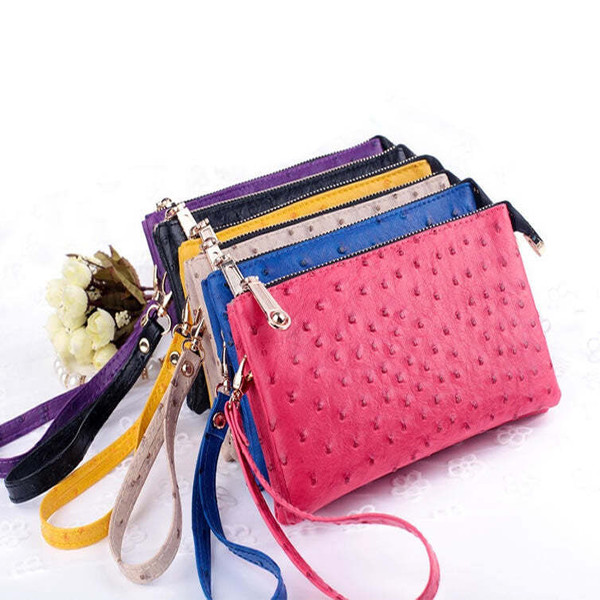Color: TAN - OMG OMG FAUX OSTRICH LEATHER PURSES IN 6 COLORS K290-50106976764177