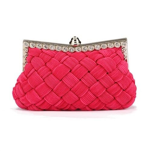 Weaving Threads Pattern with Rhinestone Floral Decorations Fashion Evening Handbag/ Shoulder Bag -  A392-fhbg0109