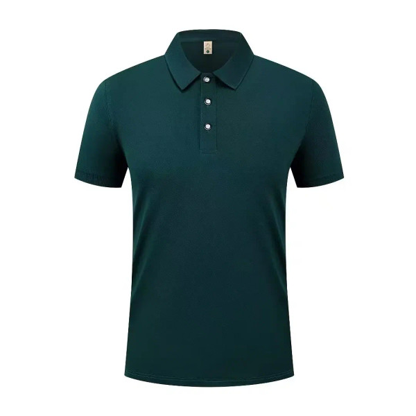 Color: Champagne, Size: 4XL - 2025 New Solid Color Polo Shirt Men's Short Sleeve Button Tshirts Lap F640-12000046628061452