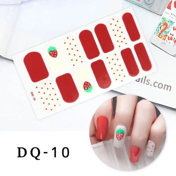 Color: Blue - Drop Ship Colorful Nail Stickers Full Cover Nail Art Decor Stickers for Nails Self Ad F640-12000026301903911