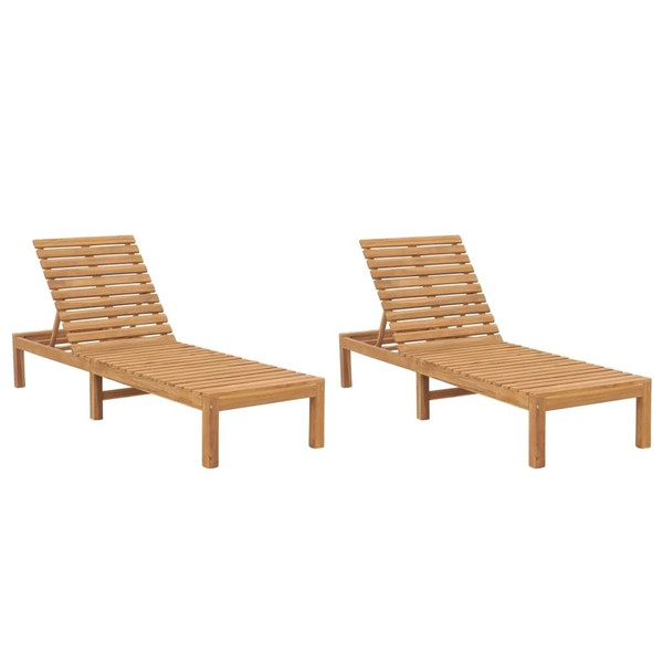 Sun Lounger Set of 2 Teak Solid Teak Wood 78.7in long A949-3073206