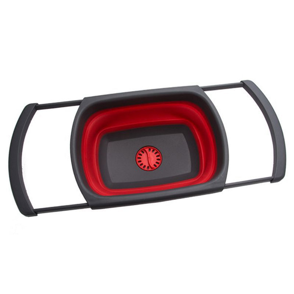 Color: Red A - 1Pc Collapsible Scalable Silicone Colander Folding Kitchen Silicone Strainer Fruit V Q119-CJJJJTCF00196-Red A