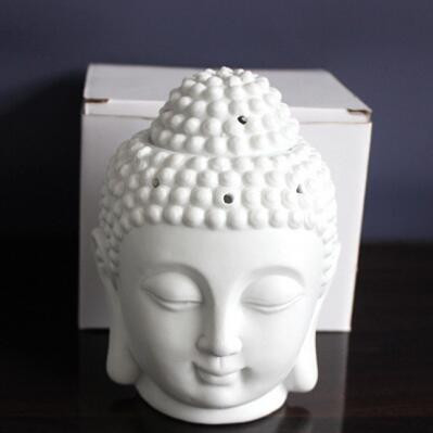 Color: White, Size: 9X9X14 - Black Buddha Head White Buddha Head Ceramic Aromatherapy Furnace Buddh Q119-CJJJJTCC00100-White-9X9X14