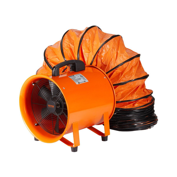  Portable Ventilator, 8 inch Heavy Duty Cylinder Fan with 33ft Duct Hose, 195W Strong Shop Exhaust  E415-BXSG230W108INDT09V1