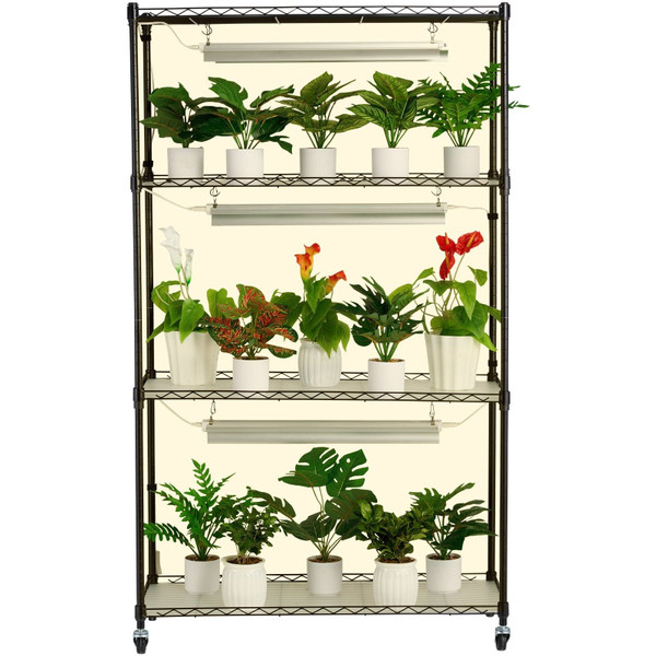  Plant Stand with Grow Light, 4 Tier Plant Shelf with 90W Grow Light for Indoor Plants, Grow Light  E415-GNZWJ150CM90W4H6VV1