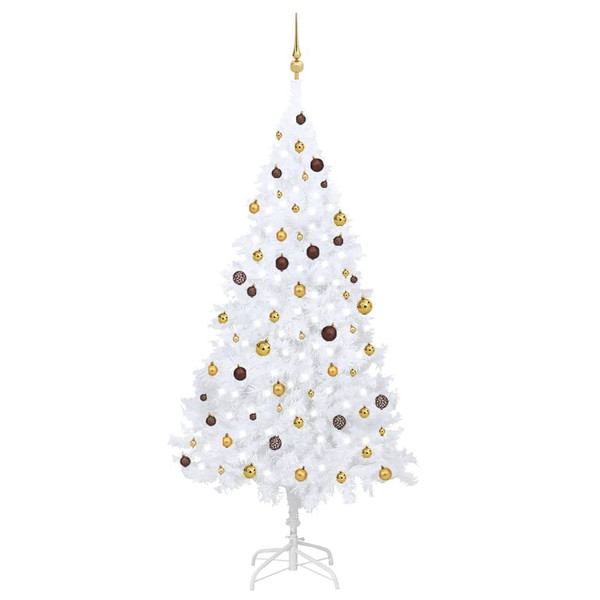  Artificial Pre-lit Christmas Tree with Ball Set White 94.5" A949-3077543