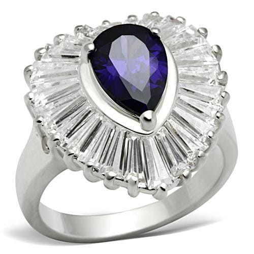 SS004 - Silver 925 Sterling Silver Ring with AAA Grade CZ  in Tanzanite A874-SS004