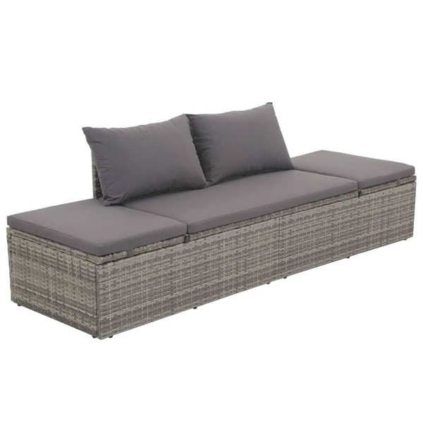  Lounge Bed Gray and dark gray Polyethylene rattan A949-43955