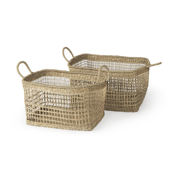 Set Of Two Brown Wicker Storage Baskets N270-392158