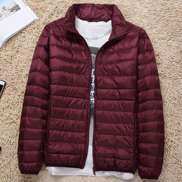 Color: Dark Red, Size: 3XL - New Lightweight Stand-up Collar Down Jacket Men's Short White Duck Dow Q119-CJYD213283148VE
