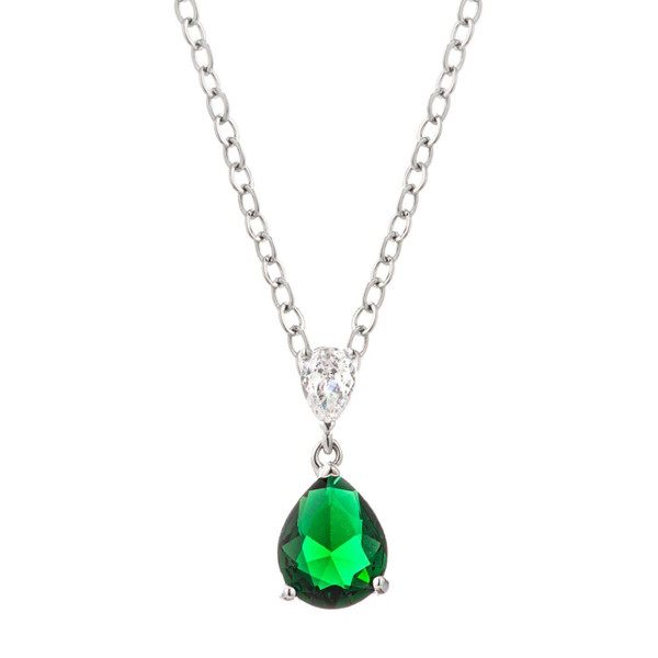 Emerald Green CZ Pear Drop Necklace R599-P50221R-C40