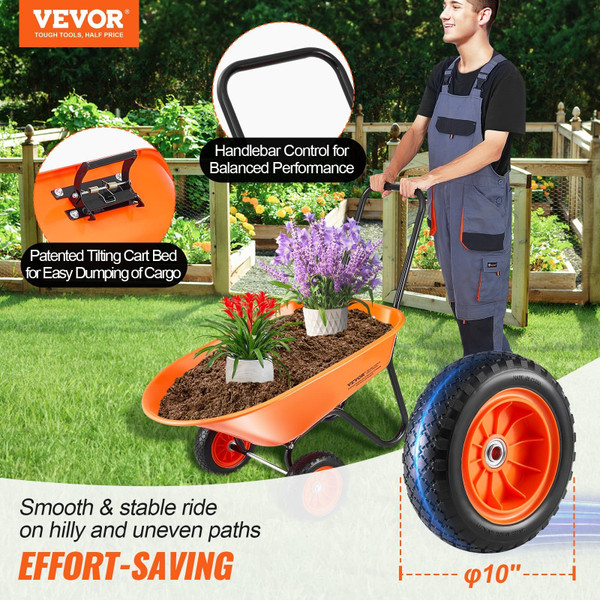 Electric Wheelbarrow Cart, 500W Powered Utility Garden Wagon Dump Cart, 5 Cu. Ft. Load & 330 lbs Ca E415-DDL2LHYTC1JL1DT7ZV1