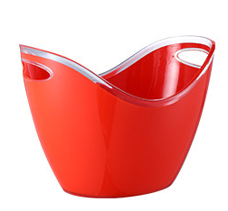 Color: Small red 4liters - Thickened Plastic Transparent Ingot Ice Bucket Acrylic Champagne Bucket Q119-CJCF120411603CX