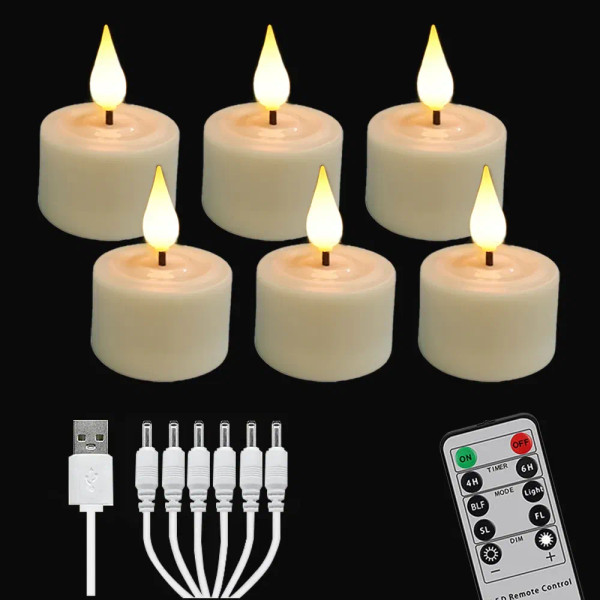 Emitting Color: Red, Plug Type: EU Plug - LED Candle Light Rechargeable Flameless Candles Timer Rem F640-12000042287047217