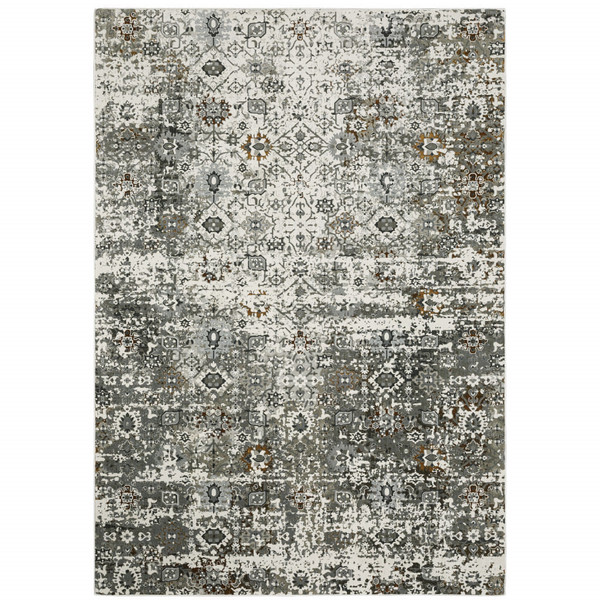 4' X 6' Gray and Ivory Oriental Power Loom Area Rug N270-508917