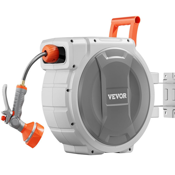 Retractable Garden Hose Reel, 5/8 Inch x 100 ft Wall Mounted Hose Reel, Heavy Duty Garden Hose Reel E415-KSSJGQSHC2009F4RWV0