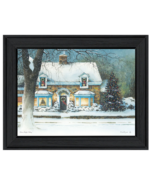 Snow Softly Falling 1 Black Framed Print Wall Art N270-407412