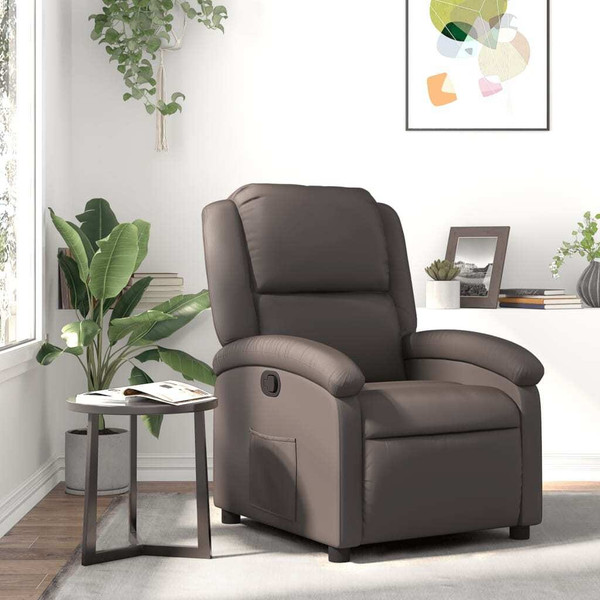  Recliner Chair Dark Brown Real Leather A949-371790