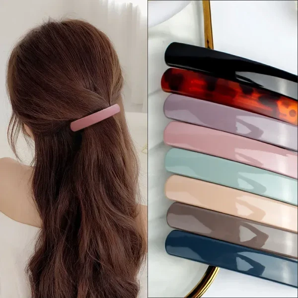 Color: WHITE - Frosted Resin Spring Hair Clip Vintage Elegant Hairpin Hair Clip Women Ponytail Clam F640-12000035330552207