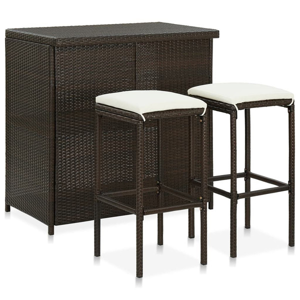  Bar Set Brown PE rattan, steel Large Bar Set Rectangular A949-313470