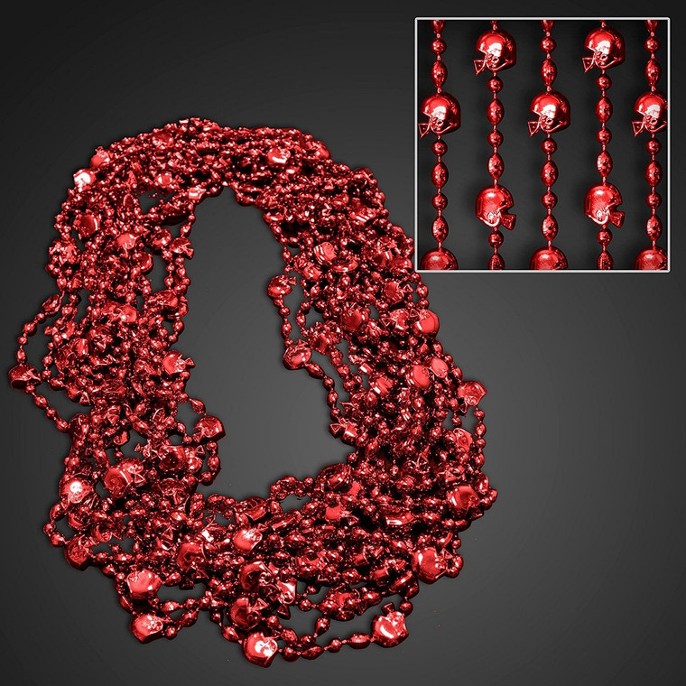 Football Helmet Bead Necklaces Non Metallic Red Pack of 12 A706-165800