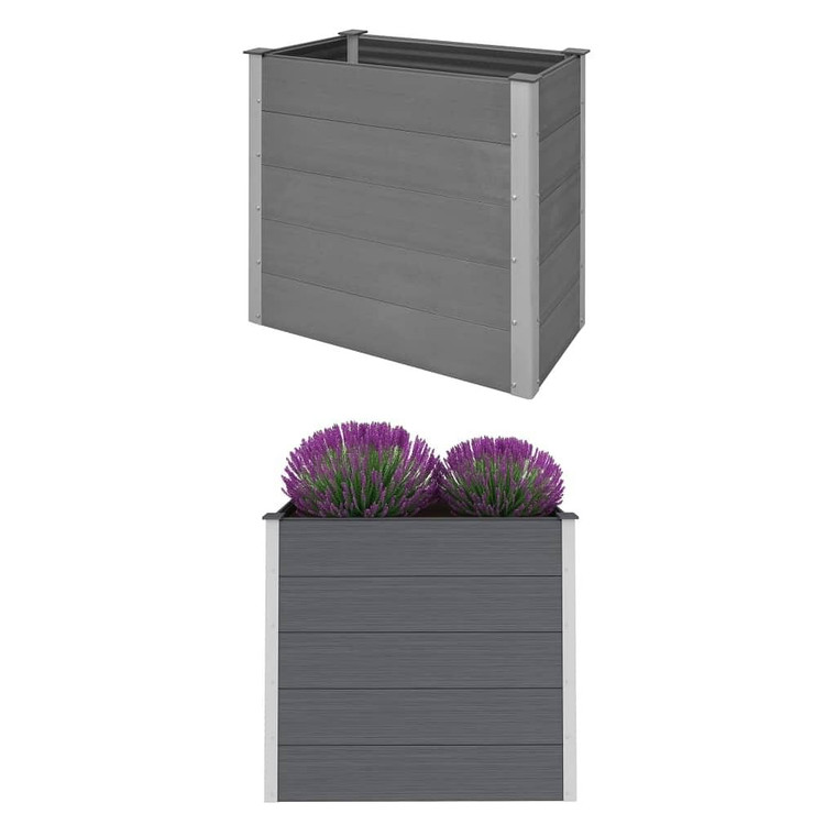  Raised Bed Gray Wood-plastic composite, Aluminum 39.4x19.7x35.8 in A949-43604