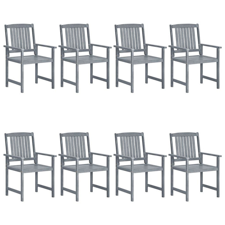  Garden Chair Set of 8 Grey Solid Acacia wood Medium Durable A949-3078206