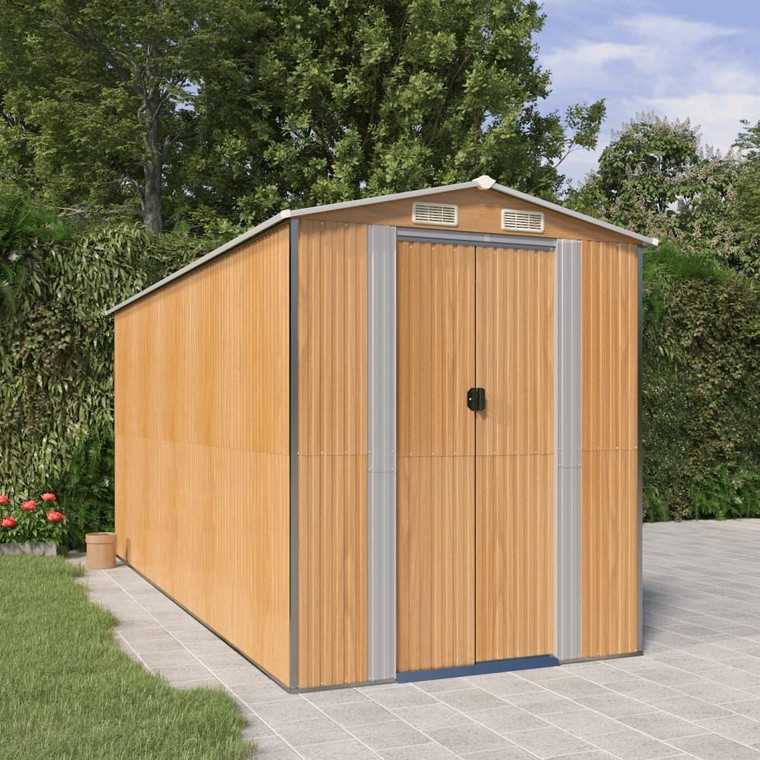 Garden Shed Light Brown Galvanized Steel Large Garden Shed A949-3147474