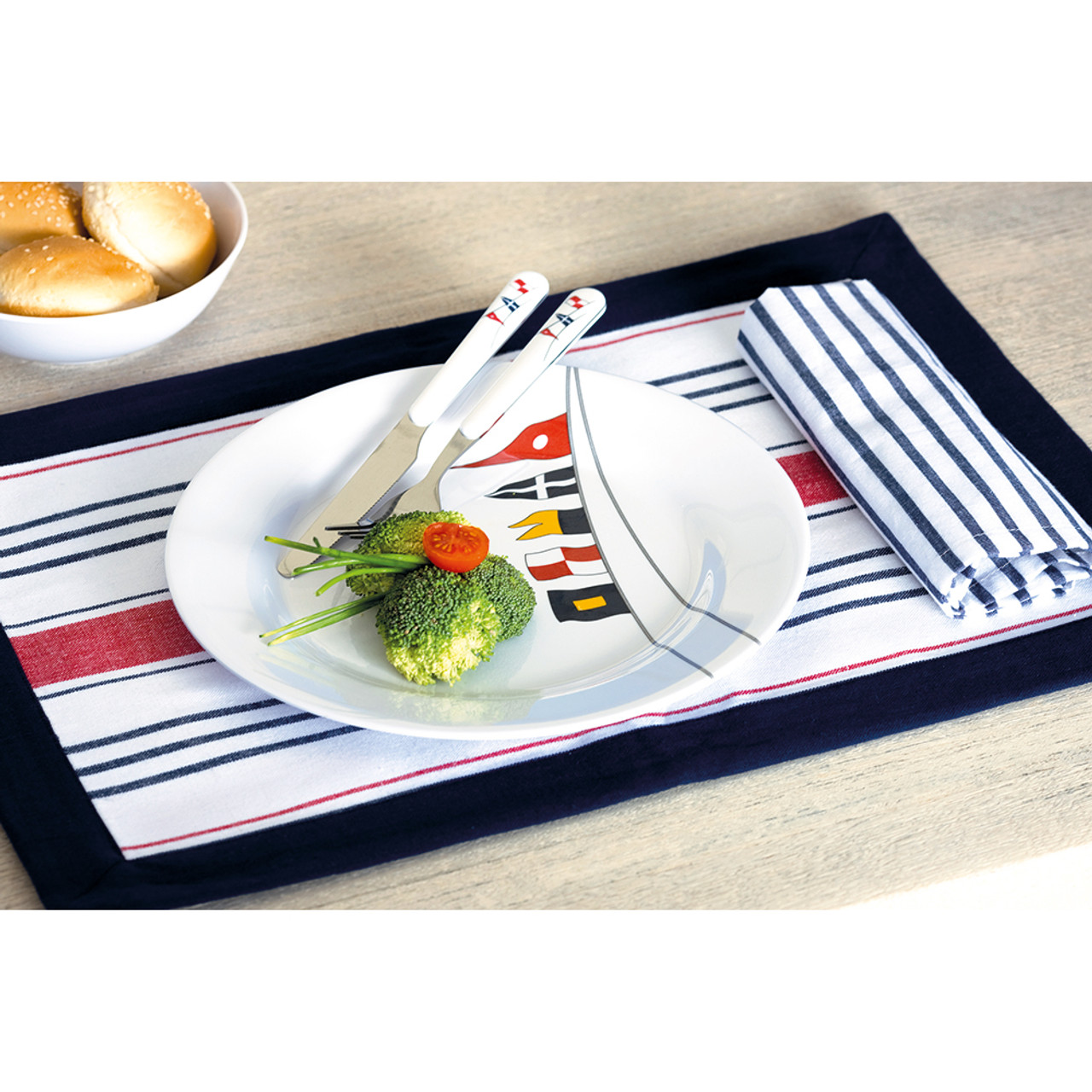 Marine Business Melamine Non-Slip, Flat, Round Dinner Plate - REGATA - 10" Set of 6 [12001C]