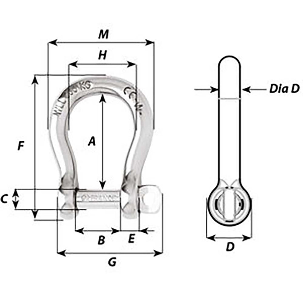 Wichard Self-Locking Bow Shackle - Diameter 6mm - 1\/4" [01243]