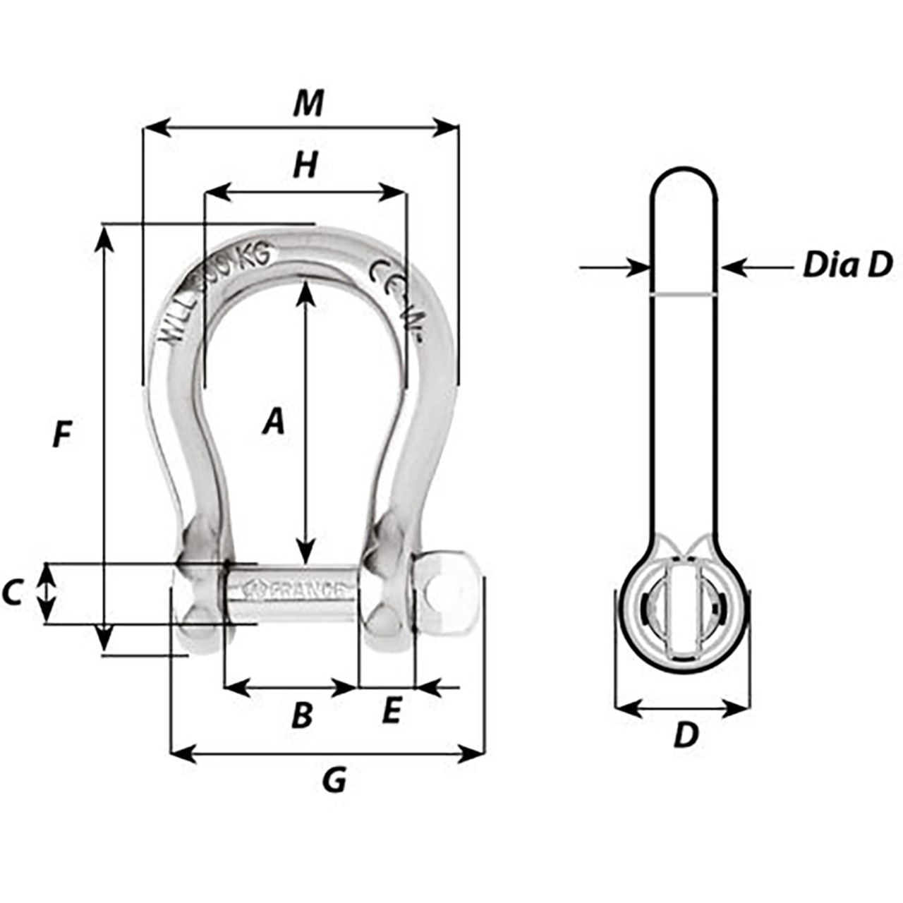 Wichard Not Self-Locking Bow Shackle - 16mm Diameter - 5\/8" [01247]