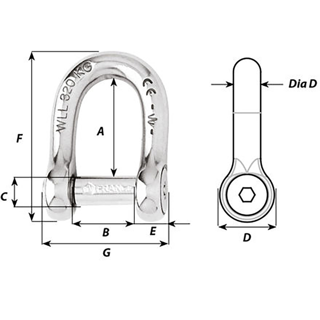 Wichard Self-Locking Allen Head Pin D Shackle - 10mm Diameter - 13\/32" [01305]