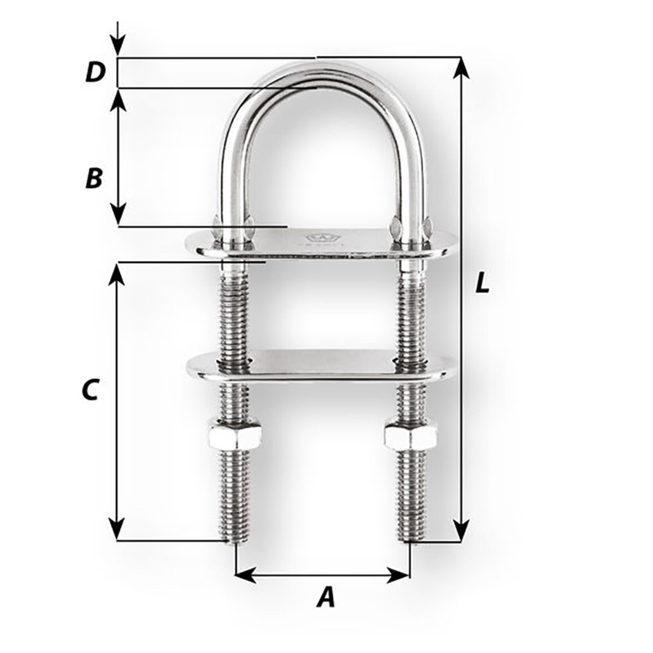 Wichard U-Bolt Pad Eye - 8mm Diameter - 5\/16" - 80mm Length - 3-5\/32" [06514]