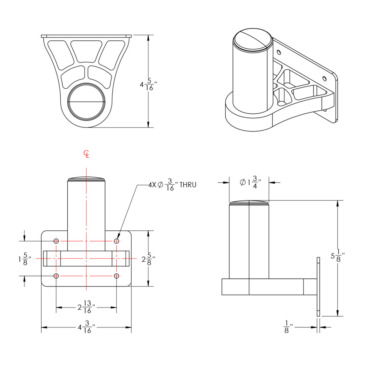 TACO ShadeFin Mini Semi-Flush Mount w\/Backing Plate [T10-4000-12]