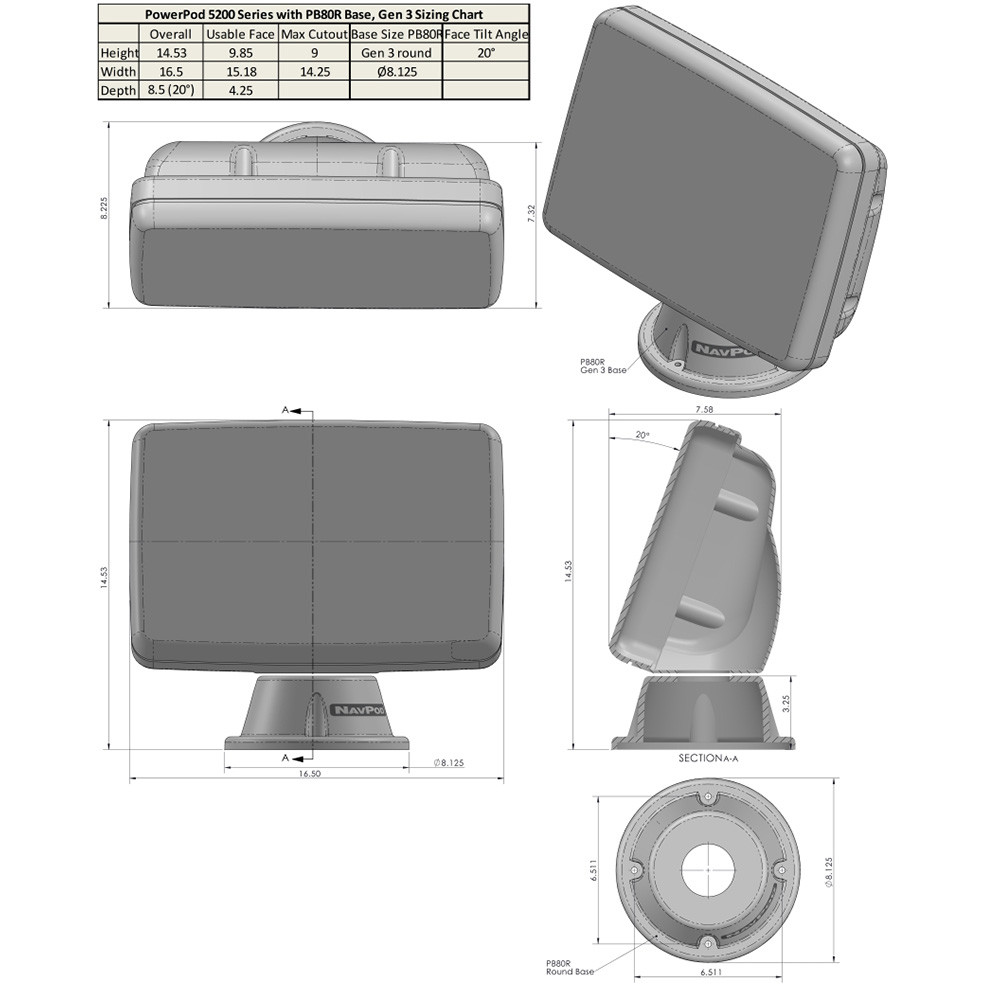 NavPod PowerPod Pre-Cut f\/Garmin GPSMAP 9013\/9013xsv\/9213\/9213xsv [PP5200-22]
