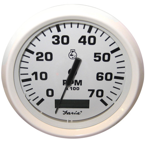 Faria Dress White 4" Tachometer w\/Hourmeter - 7000 RPM (Gas) (Outboard) [33140]