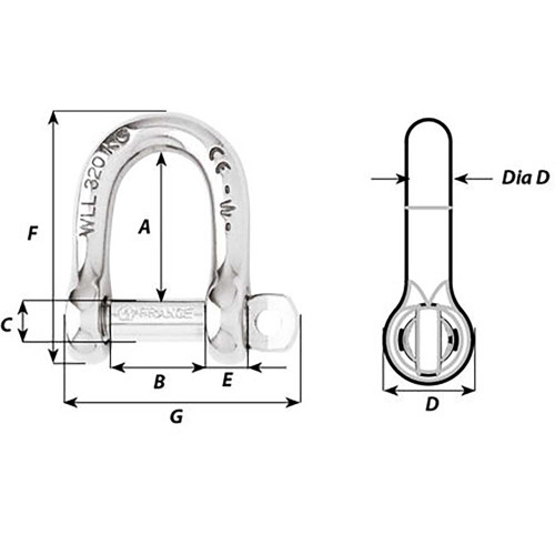 Wichard Self-Locking D Shackle - Diameter 4mm - 5\/32" [01201]