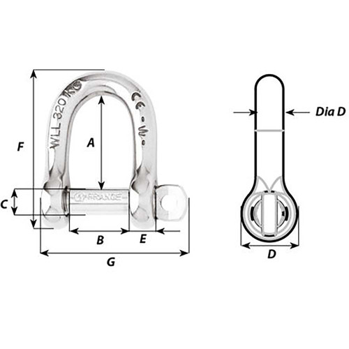 Wichard Self-Locking D Shackle - Diameter 6mm - 1\/4" [01203]