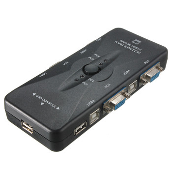 Universal 4 Port Hub USB 2.0 KVM SVGA VGA Switch Box Monitor