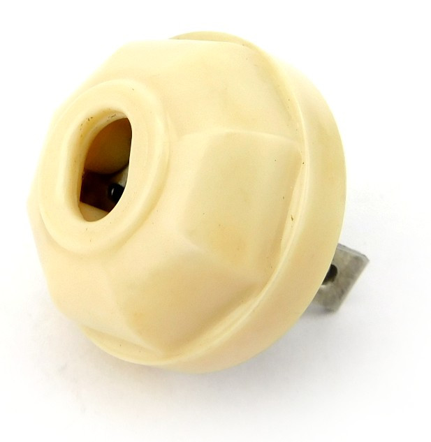Vintage Unmarked Octagon White Bakelite Electric Plug Smooth