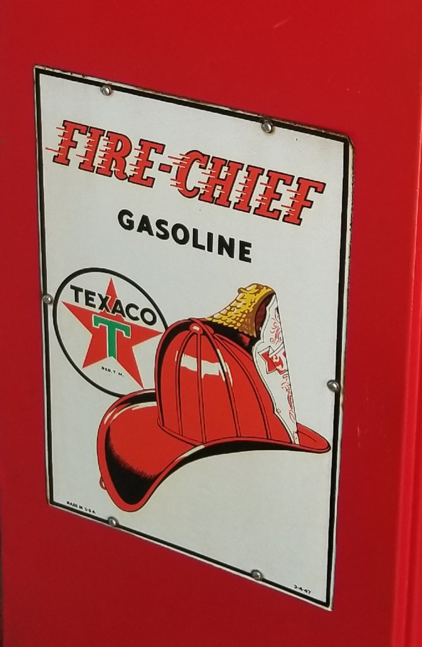 【TEXACO FIRE CHIEF】アメリカヴィンテージ看板 Texaco Fire Chief Gasoline Sign: 