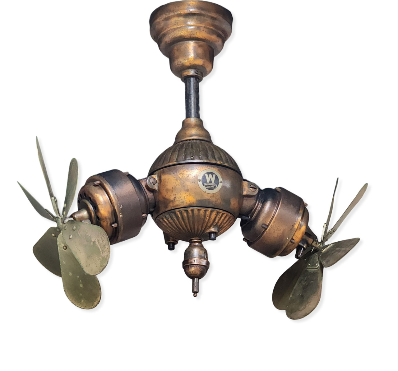 Circa 1920 Westinghouse Gyro Ceiling Fan Copper Oxide Finish