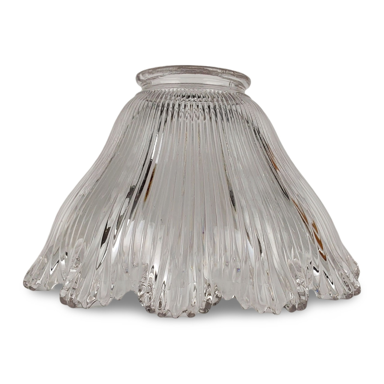 Holophane Style Tapered Ruffled Glass Shade 2.25