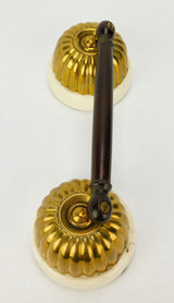 Antique Brass Porcelain Double Switch with Exotic Wood Handle