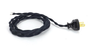TWISTED CLOTH POWER CABLE Cord WIRE WITH "Handy Grip" BLACK BAKELITE STYLE ATTACHMENT PLUG