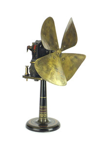 Circa 1890 Ziegler Chicago IL. Bipolar Candlestick Desk Fan Circa 1890 Ziegler Chicago IL. Bipolar Candlestick Desk Fan