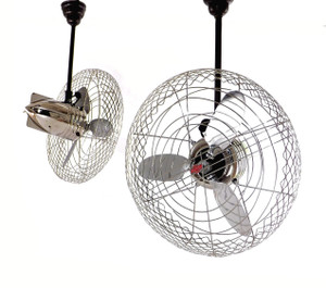 Incredible Pair Of 1940's Industrial Chrome Air Castle Airplane Design Circulator Fans Restored