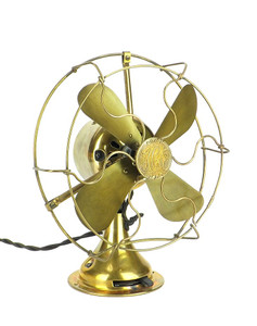 Circa 1919 Hunter Electric 8" All Brass Desk Fan Circa 1919 Hunter Electric 8" All Brass Desk Fan