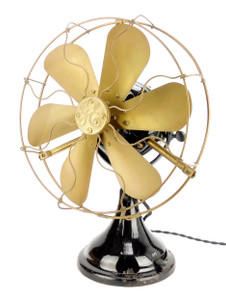 Circa 1911 GE 12" "Big Motor Yoke" Stationary 6 Blade Desk Fan