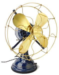 Circa 1912 Robbins & Myers Restored Blue Oscillating Desk Fan Circa 1912 Robbins & Myers Restored Blue Oscillating Desk Fan